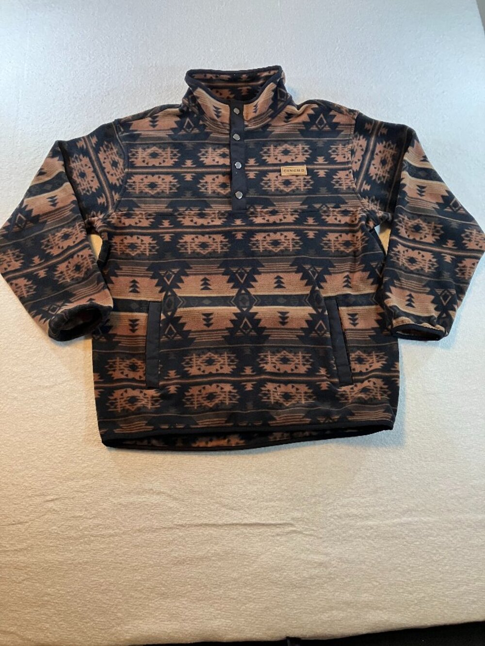 Cinch Men's Aztec Print Quarter Snap Fleece Pullover,‎ Size M